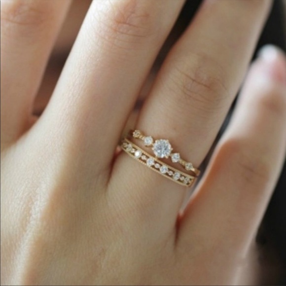 New 18K Yellow Gold Plated Layered Stackable Ring - Picture 3 of 6